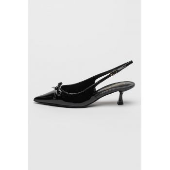 Pantofi de piele ecologica cu toc kitten si var ascutit Voguie