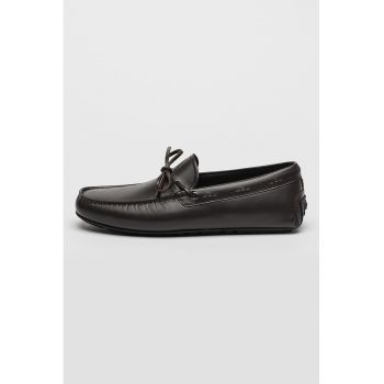Pantofi loafer de piele cu varf patrat