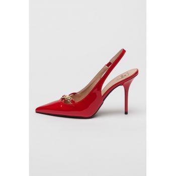 Pantofi slingback din piele ecologica cu toc stiletto