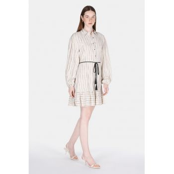 Rochie din amestec de in cu dungi