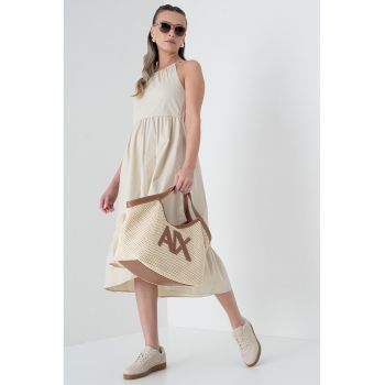 Rochie midi cu decolteu halter