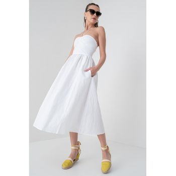 Rochie midi din amestec de in