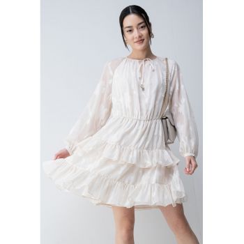 Rochie scurta cu maneci lungi si volane
