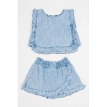 Set de bluza si fusta-pantalon din denim - 2 piese