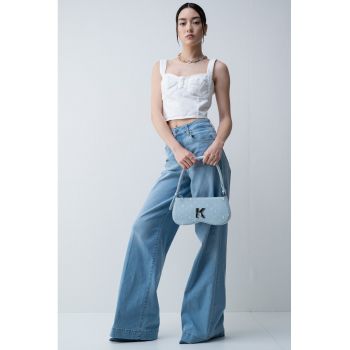 Top din denim cu fermoar