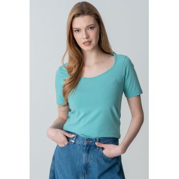 Tricou cambrat cu model uni