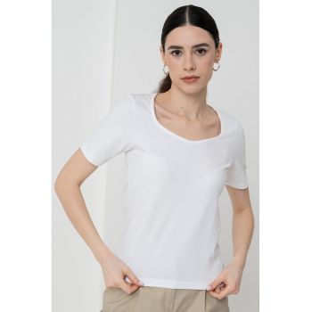 Tricou cambrat cu model uni