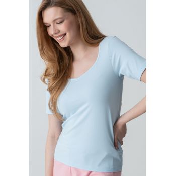 Tricou cambrat cu model uni