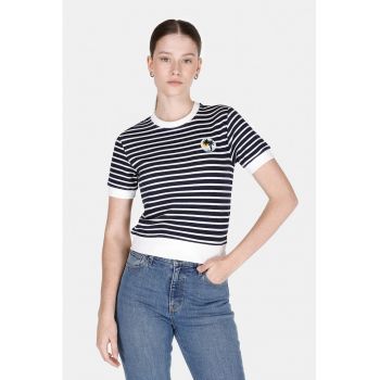 Tricou cu dungi si broderie