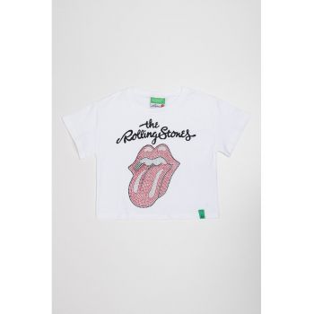 Tricou cu imprimeu si aplicatii de strasuri