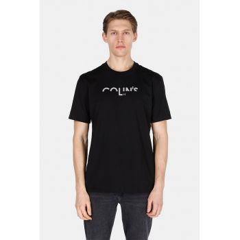 Tricou cu imprimeu si decolteu la baza gatului