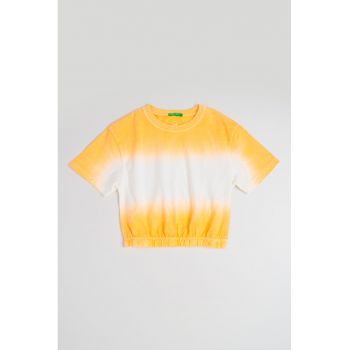 Tricou cu model tie-dye si terminatie elastica