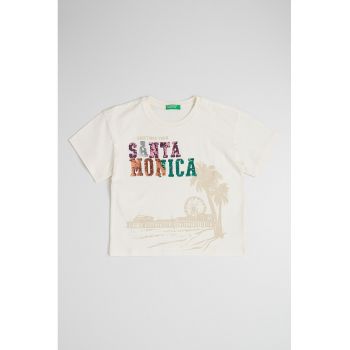 Tricou de bumbac cu aplicatii de paiete