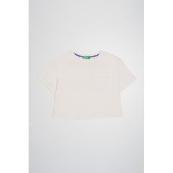 Tricou de bumbac cu buzunar pe piept