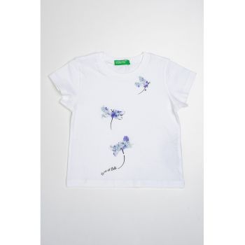 Tricou de bumbac cu decolteu la baza gatului