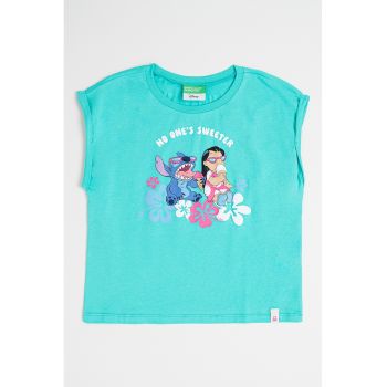 Tricou de bumbac cu imprimeu Lilo&Stitch