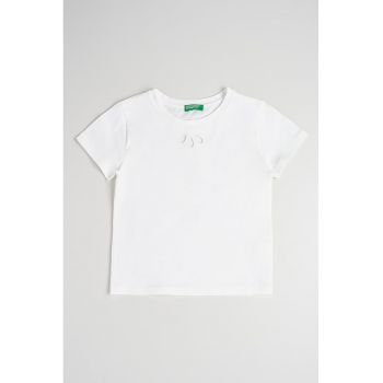 Tricou din amestec de bumbac cu detalii brodate