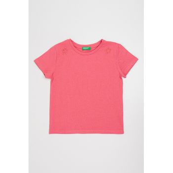 Tricou din amestec de bumbac cu detalii brodate