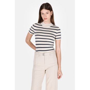 Tricou din amestec de lyocell cu dungi