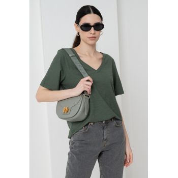 Tricou din bumbac cu decolteu in V