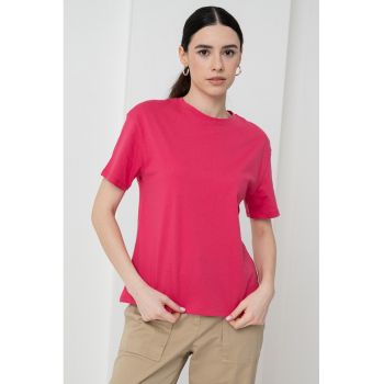 Tricou din bumbac cu decolteu la baza gatului