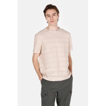 Tricou din bumbac cu decolteu la baza gatului