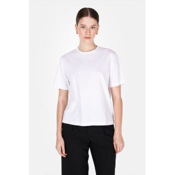 Tricou din bumbac cu decolteu la baza gatului