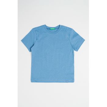 Tricou din bumbac cu decolteu la baza gatului