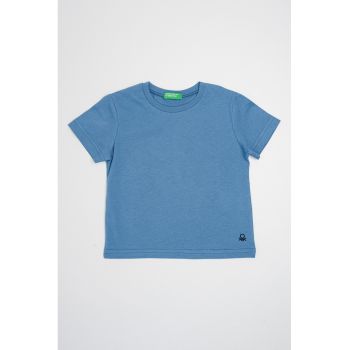 Tricou din bumbac cu decolteu la baza gatului