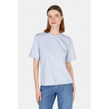 Tricou din bumbac cu decolteu la baza gatului