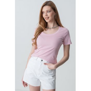 Tricou din bumbac cu decolteu rotund