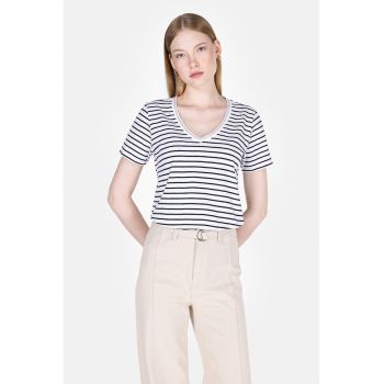 Tricou din bumbac cu model in dungi