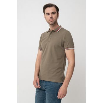 Tricou polo din bumbac cu model uni