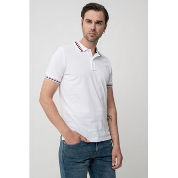 Tricou polo din bumbac cu model uni