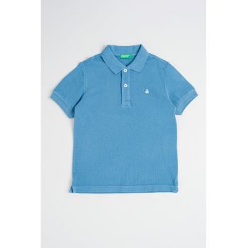 Tricou polo din bumbac pique cu logo