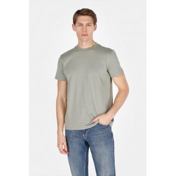 Tricou regular fit din bumbac cu decolteu la baza gatului