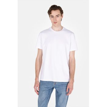 Tricou regular fit din bumbac cu decolteu la baza gatului