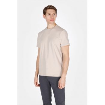 Tricou regular fit din bumbac cu decolteu la baza gatului