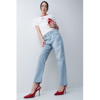 Tricou slim fit din amestec de modal cu decolteu la baza gatului
