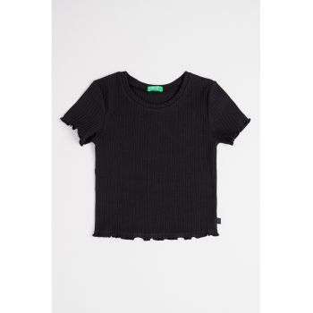 Tricou striat cu terminatii valurite