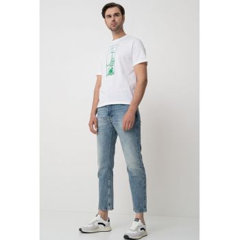 Blugi crop cu talie medie