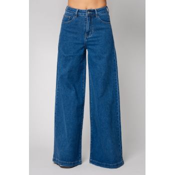 Blugi elastici largi din denim Blue 14578