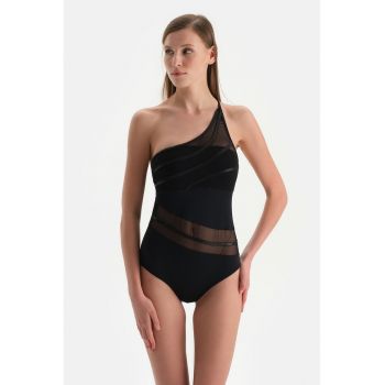 Costum de baie intreg cu garnituri transparente