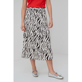 Fusta lunga cu animal print si talie elastica