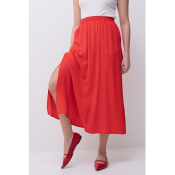 Fusta midi cu slit lateral
