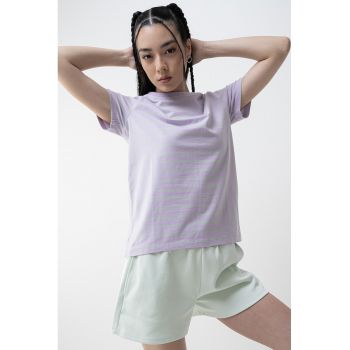 Guess - Tricou din amestec de bumbac cu model in dungi
