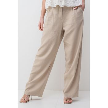 Pantaloni ampli din amestec de in