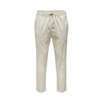 Pantaloni conici din amestec de in cu snururi