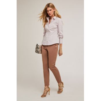 Pantaloni crop cu buzunare cu fermoar