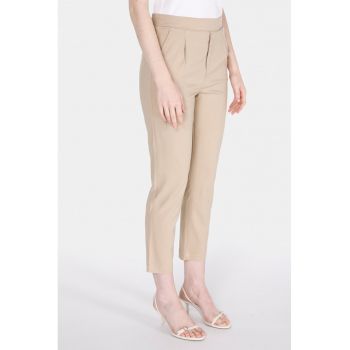 Pantaloni crop cu talie inalta